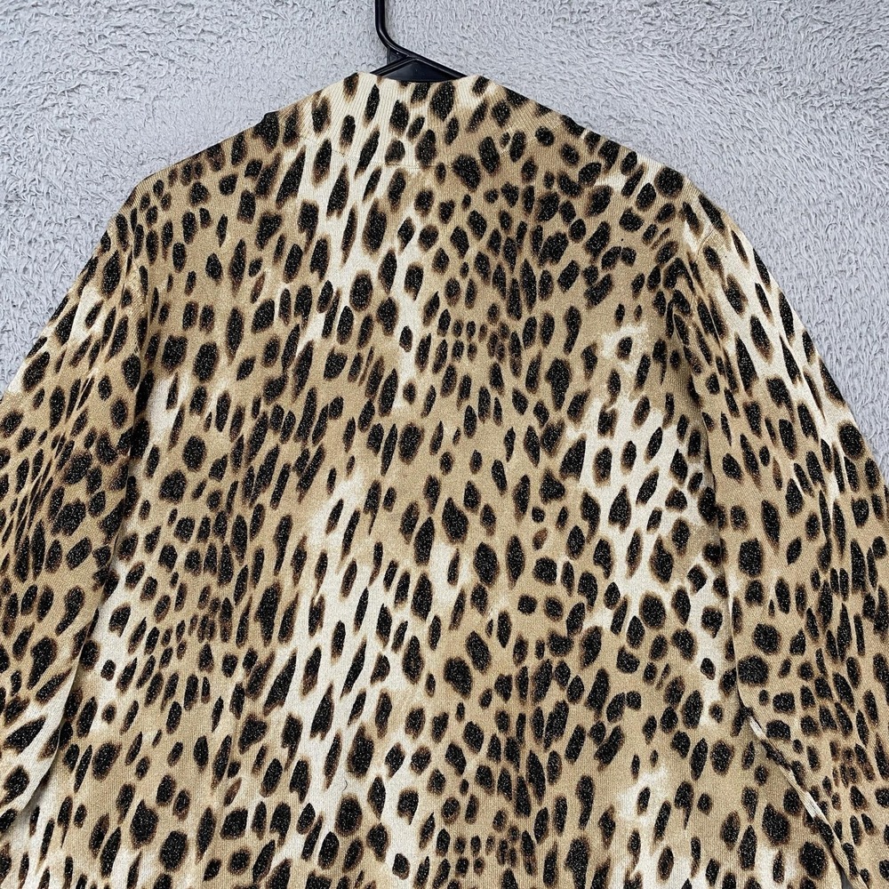 Chicos Sweater Womens 3 / XL Brown Leopard Print Glitter Mock Neck Knit Pullover - Picture 10 of 12